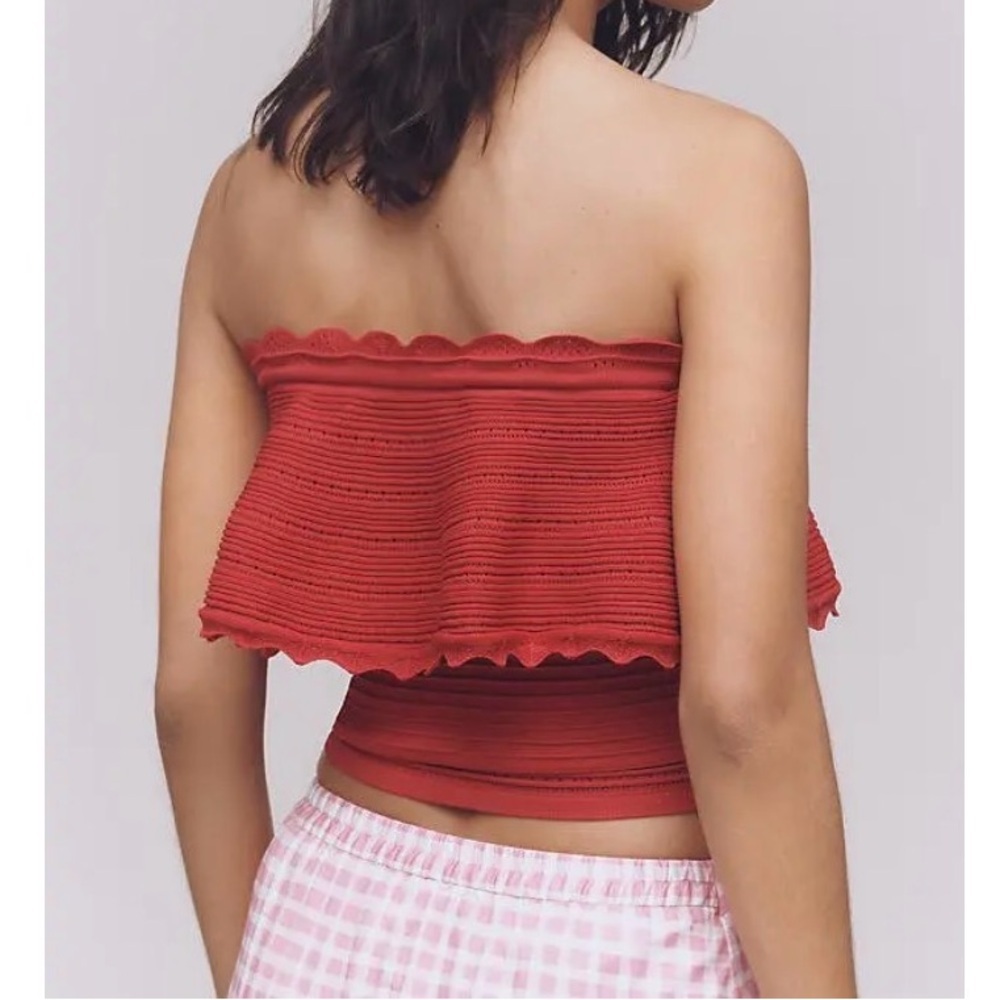 Anthropologie Knit Ruffle Tube Top - Picture 2 of 3